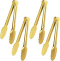 4 Pack Gold Serving Tongs XEVOM Buffet Tongs Serving Utensils Salad Tongs Stainless Steel Gold Plated Buffet Serving Tongs,9 Inch