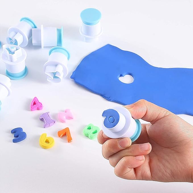 26PCS/Set Cookie Stamp Impress Cookie Cutters Alphabet Letter Cake Biscuit Mold Letter Shape DIY Cookie Biscuit Alphabet Cake Tool Embosser Cutter (Upper Case Shape with Number)