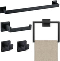 JOPOFI 5 Piece Towel Bar Set - 23.6Inch Bathroom Towel Holder - Matte Black | Stainless Steel Towel Racks for Bathroom Wall Mounted, Towel Rod for Bathroom Wall