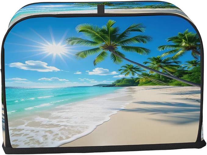 4 Slice Toaster Cover Palm Beach Coastal Ocean Toaster Covers Four Slice Wide Slot Waterproof and Dustproof Covers for Wide Slot Toasters and Small Appliances Kitchen Decor Gifts