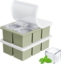 Large Ice Cube Tray for Whiskey: FDDBI Silicone Ice Cube Trays with Lid - 2Pack Big Square Old Fashioned Ice Cube Maker for Cocktail - 2inch Huge Cubed Ice Trays for Whisky