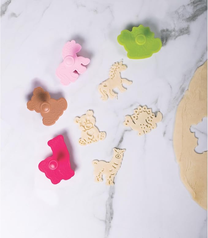 Mrs. Anderson's Baking Animal Cookie Cutters, Set of 8, Spring-Action Embossing Cutters For Cookies, Fondant, And Pastry Dough