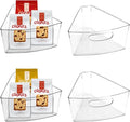 URALFA Lazy Susan Organizer, 1/8 Wedge Corner Cabinet Bins, Set of 4 | 10"x9.5"x4" Clear Plastic Bins with Handle, BPA-Free Food Safe, Fits 26"/28"/32" Lazy Susan, 4" Deep Storage