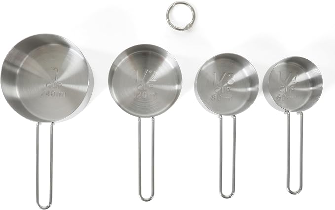 Martha Stewart Richburn 4-Piece Stainless Steel Measuring Cups Set – Durable and Accurate Kitchen Measuring Tools for Baking and Cooking (Pack of 4)