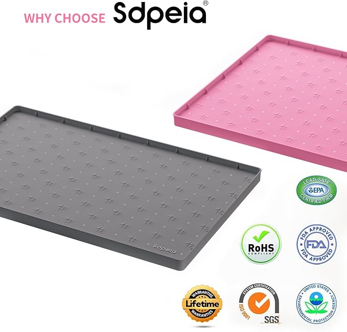 Sdpeia Under Sink Mat 34"×22" Waterproof Silicone Cabinet Liner & Sink Protector for Kitchen & Bathroom, Multi-Purpose Organizers Tray for Pets, Laundry, Cat Litter Mat, Gray