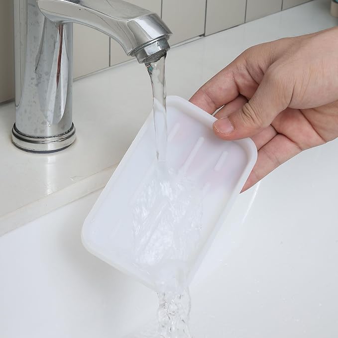 MicoYang Silicone Kitchen Sink Organizer Tray for Multiple Usage,Easy Clean Sponges Holder for Kitchen Bathroom Counter or Sink,Dish Soap Dispenser,Scrubber,Bottle,Cup Ttanslucent 4.9”x 3.2”