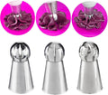 Russian Ball Piping Tips Set, 3 Pcs for Flower Petal Cake Decorating