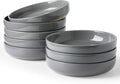 famiware Milkyway 33 oz Pasta Bowls Set of 8, Dark Gray | Scratch-Resistant Stoneware Salad Bowls, Stackable, Dishwasher & Microwave Safe, Lead-Fre