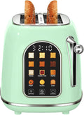 Mecity Toaster 2 Slice, Touch Screen Wide Slot Retro Toaster For Breads Bagel Muffin Waffle, House Warming Gift New Home, 120V 825W, Light Green
