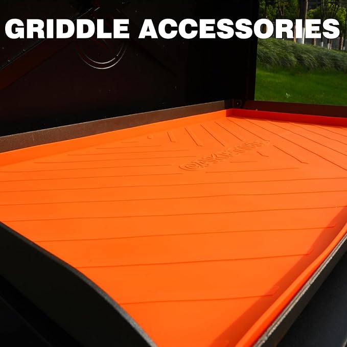 Caketime 36 Inch Silicone Mat for Blackstone Griddle Accessories Grill Top Cover Protector Waterproof Heat Resistant Durable Heavy Duty Cooking Baking BBQ Outdoor Tool Orange Father Dad Men Gifts