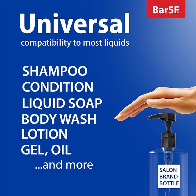 Bar5F Pumps for Shampoo and Conditioner Bottles, Salon-Brand Liters, 2 Pack | Professional-standard durability for salon-brand 1 L/33.8 oz bottles, 28/410 finish, 1-inch neck and 1.1-inch cap diameter