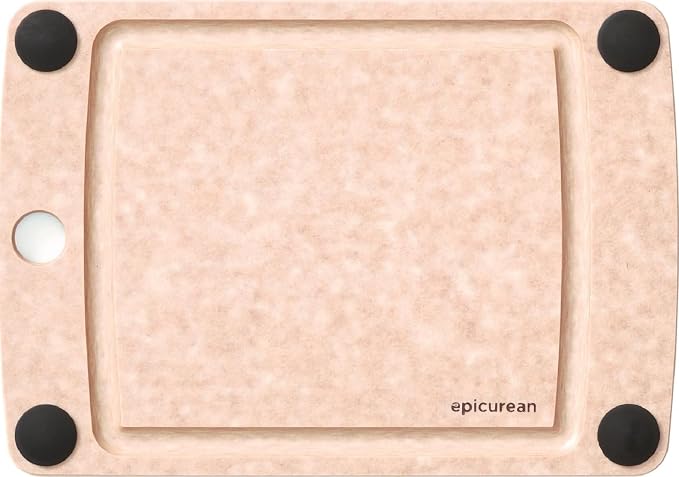 Epicurean All-In-One Cutting Board with Non-Slip Feet and Juice Groove, 10" × 7", Natural/Black