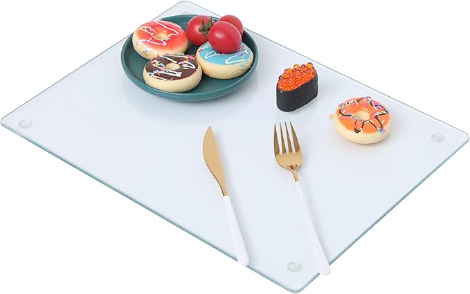 Murrey Home Glass Cutting Board for Kitchen Counter, Tempered Glass Chopping Boards Dishwasher Safe, Small Clear Countertop Tray, Scratch Resistant, Heat Resistant, Non Toxic, Clear, 24"x18"