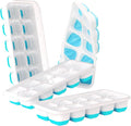 DOQAUS Ice Cube Tray with Lids, 4 Pack Silicone Ice Trays for Freezer | Stackable BPA & LFGB Safe, Easy Release for Kitchen, RV, Cocktail, Coffee, Soup & Food