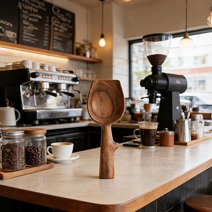 Walnut Coffee Scoop,Wooden Coffee Bean Measuring Spoon,10g Capacity,Natural Wood Coffee Scoop for Tea,Sugar & Powder,Rustic Kitchen Gift for Coffee Lovers
