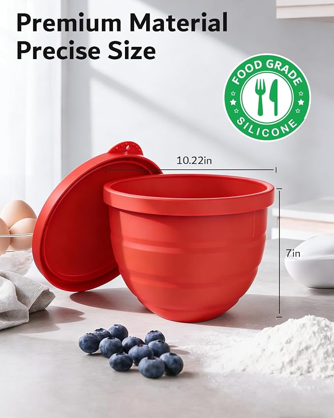 Foldable Silicone Bowl Insert for 5Qt KitchenAid Mixer - Collapsible, Non-Stick Liner Mats for Easy Storage, Baking & Mixing, Heat Resistant & Dishwasher Safe