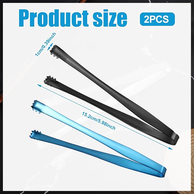 2pcs Egg Chalaza Membrane Removal Tool, Stainless Steel Toothed Egg Chalaza Remover Eggshell Fragment Remover Kitchen Tongs for Cooking Bakers Chefs (Black, Blue)