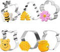 Bee Cookie Cutters Set, 6PCS Stainless Steel Honey Bear Molds | Beehive & Honey Jar Cookie Cutters Ideal for Cartoon Bear Party Baking Muffins Sandwiches Cake Fondant Birthday Decoration