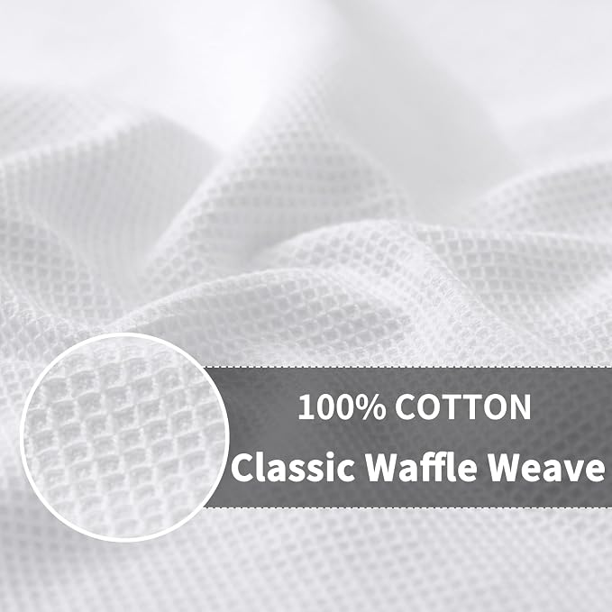 Homaxy 100% Cotton Waffle Weave Kitchen Towels, 8 Pack, White | Soft and Absorbent Dish Towels, 16 x 26 Inches Quick Dry Hand Towels