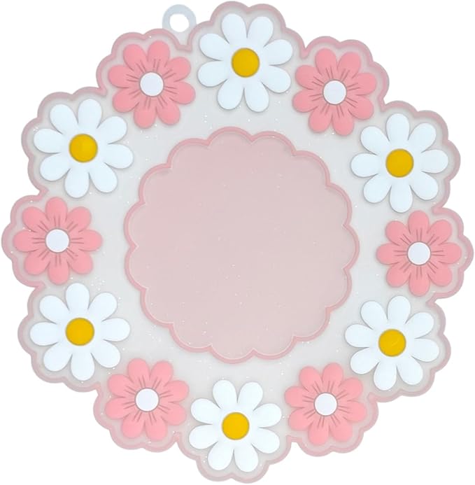 3Pcs Insulation Mat Daisy Cup Mat Cute Coaster Non-Slip Pad,Pink | Silicone Heat Insulation Table Mat,Bowl Placemat,Desk Decoration