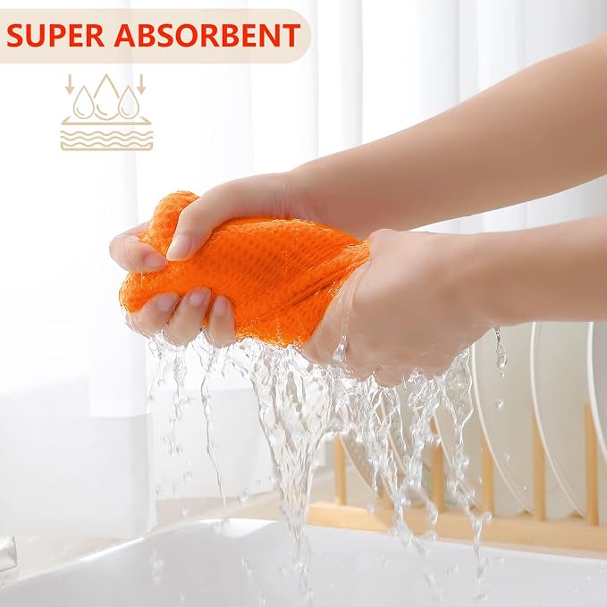 Homaxy 100% Cotton Waffle Weave Kitchen Dish Cloths 6-Pack, Orange | 12 x 12 Inches, Ultra Soft Absorbent Dish Towels, Quick Drying Dish Rags with Hanging Loop