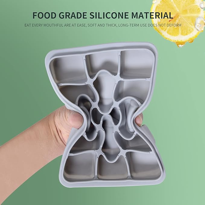 Tvmania Ice Cube Trays Set of 2, 15-Cube Silicone Molds with Removable Lids | Stackable, easy release, BPA-free, reusable, for freezer and whiskey