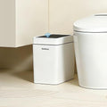 4.5 Gallon Slim Bathroom Touchless Trash Can, Automatic Smart Trash Can with Air-Press Bag Expander, Sensor Lid Waste Bin for Bedroom, Office & RV, White