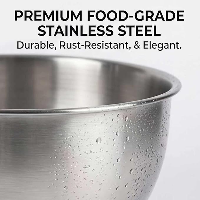 KITEISCAT Stainless Steel Mixing Bowls with Lids – Set of 5 Large Nesting Metal Bowls for Kitchen, Baking, Cooking, Food Prep & Storage, Non-Slip Base, Dishwasher Safe, Multicolor