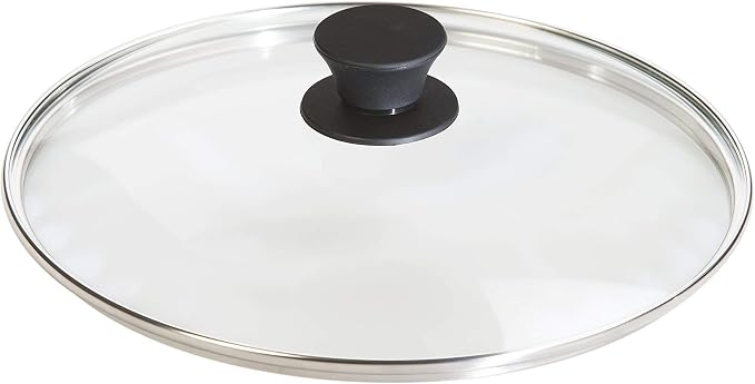 Lodge Round Glass Lid - 10.25 Inches - Tempered Glass Pan Cover with Silicone Knob - Clear Pan Cover for Moisture Locking & Easy Viewing - Oven-Proof Lid for Skillets & Dutch Ovens