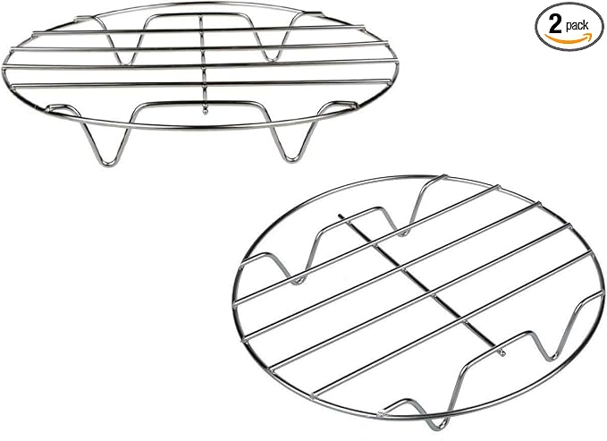 7 Inch Round Cooking Rack Air Fryer Rack Cooking Steaming 304 Stainless Steel Round Rack Cross Wire w Stand Cookware for Air Fryer Pressure Cooker Canning 2Pcs(2,7Inch)