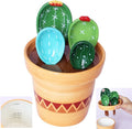Cactus Measuring Spoons Set in Pot Ceramic Cute Measuring Cups and Spoons Unique Baking Gifts for Dry Wet Ingredients Dishwasher Safe 1 Tbsp 1 TSP 1/2 TSP 1/4 TSP 1 Cup Blue