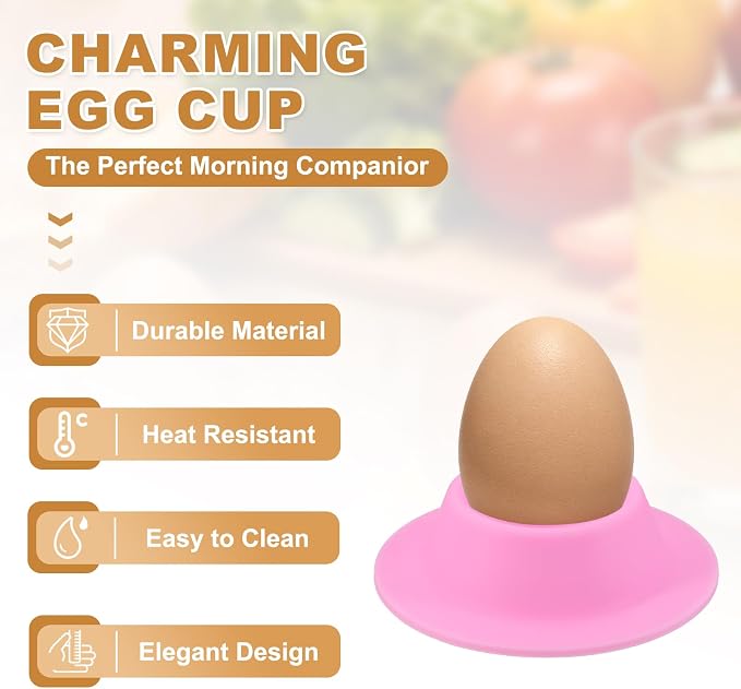 uxcell 4 Pack Soft Boiled Egg Holder, Nonstick Silicone Egg Poacher Cups Poached Cups Kitchen Breakfast Gadget for Microwave Air Fryer Stove Top Cooking Boiled Poached, Fuchsia