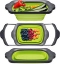 Comfify Green XL Collapsible Silicone Over Sink Colander – 6 Quart | Green; extends 25" to span sink; both hands free; collapses flat; 6 Qt; heat resistant 176F; pasta, veg, fruit
