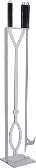 40in Stainless Steel Fire Pit Tool Set with Stand | Sturdy Fire Place Tools with Stand Fire Log Grabber Fire Pit Poker for Campfire Backyard Bonfire Wood Stove Indoor Outdoor