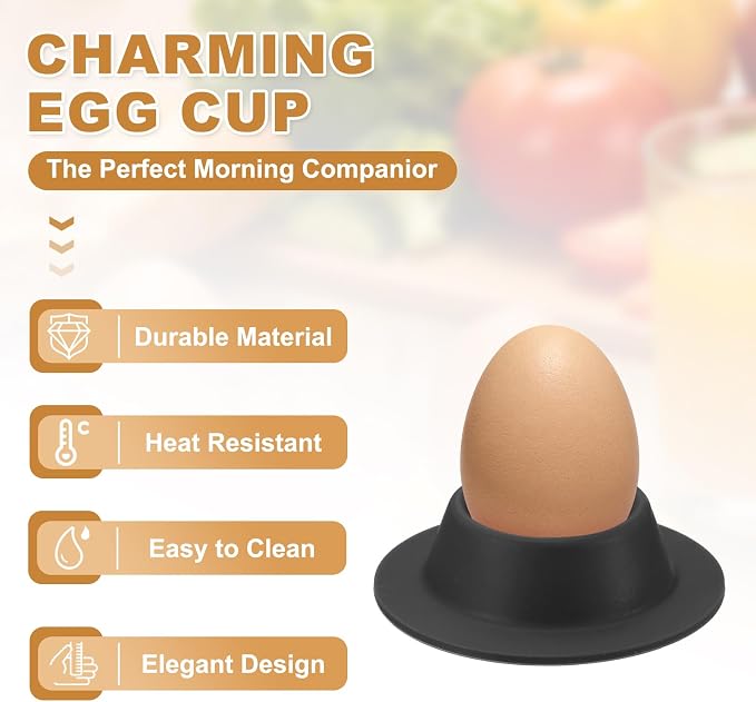 uxcell 4 Pack Soft Boiled Egg Holder, Nonstick Silicone Egg Poacher Cups Poached Cups Kitchen Breakfast Gadget for Microwave Air Fryer Stove Top Cooking Boiled Poached, Black