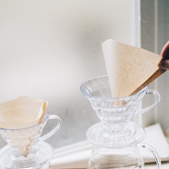 Hario V60 Plastic Coffee Dripper, Size 03, Clear (Pack of 2)