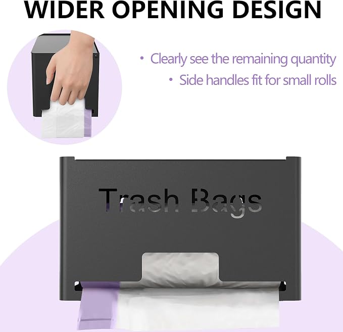 STWWO Extra Large Trash Bag Holder, Garbage Bag Dispenser Holder, Black | Trash Bag Storage Organizer for Kitchen Laundry Room Under Sink, Metal Trash Bag Holder Dispenser Wall Mounted /Freestanding