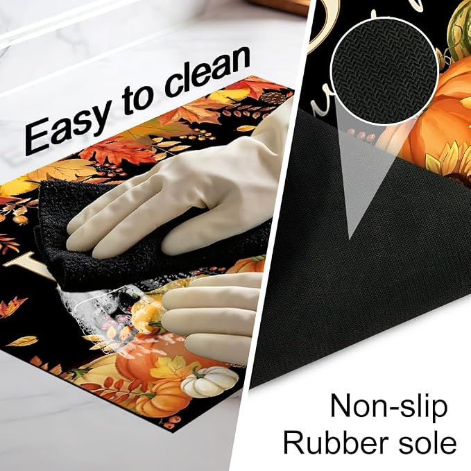 Fall Pumpkin Stove Top Cover for Electric Stove, 28x20 In Mat | Heat-resistant non-slip mat holds hot cookware; glass cooktop protector, dish drying; thanksgiving farmhouse kitchen decor