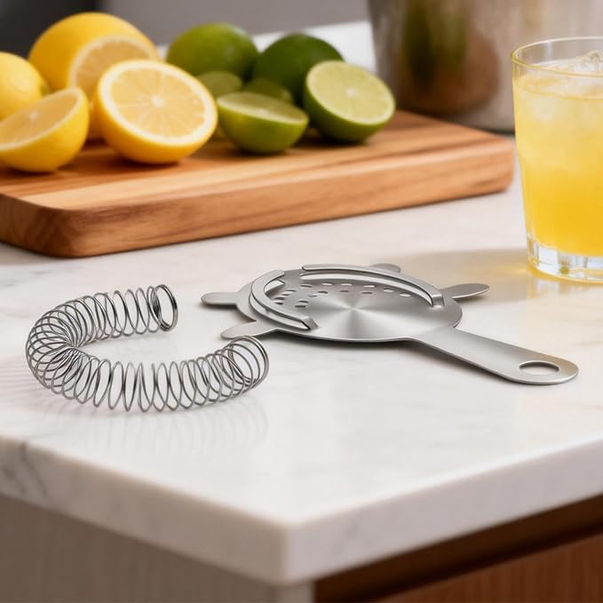 Kirecoo 2PCS Stainless Steel Cocktail Strainer for Bar Drinks | High-Density Spring, Essential Bar Tool, For Smooth Drink Pouring, Fits Boston Shakers & Mixing Glasses