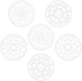 Silicone Trivets Mats for Hot Pots and Pans, Multi Purpose Trivets Mat -Heat Resistant Silicone Trivet Intricately Carved Hot Pads Set of 6 (F: Style 1-White)
