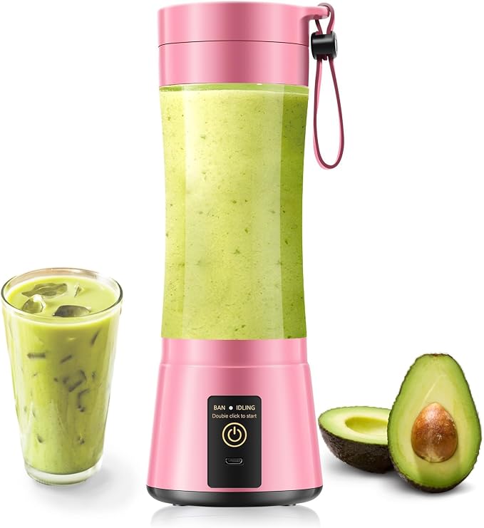 Portable Blender Personal Size Blender Make Smoothies, 12oz Mini Travel Cup | BPA-Free Small Blender with High Blending Speed, 6 Steel Blades, Easy Clean, Freshly Squeezed in Sports/Office/Gym