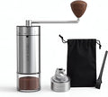 CIRCLE JOY Manual Coffee Grinder with 40 External Adjustable Settings, Stainless Steel Burr Coffee Bean Grinder, Portable Hand Coffee Grinder for Home and Travel, Silver