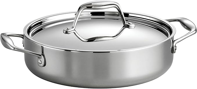 Tramontina Signature Tri-Ply Clad Stainless Steel 3-Quart Braiser Pan | Induction-Ready, Dishwasher-Safe, NSF-Certified, Made in Brazil