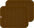 Silicone Trivets for Hot Dishes, Pots & Pans, Hot Pads for Kitchen, Heat Resistant Mat for Quartz Counter Table, Multi-Purpose Silicone Trivet Mat Pot Holders Set 2 Brown