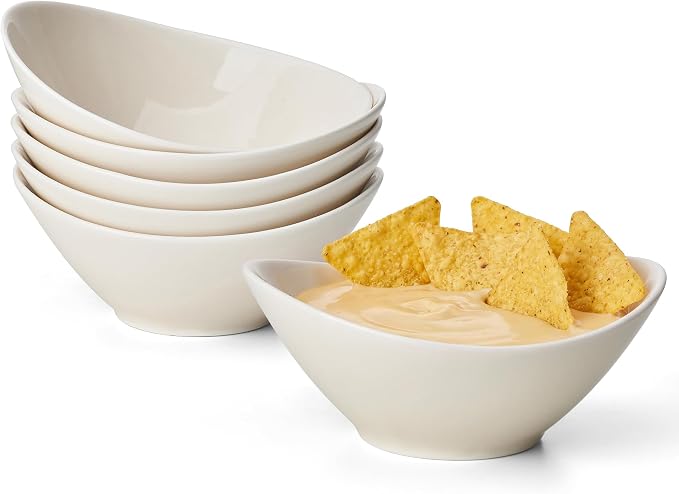 Teocera 5 Inch Porcelain Small Bowls Set, 6 Ounce small serving bowls for Dessert, Ice Cream, Snack, Dipping, Side Dishes, Microwave & Dishwasher Safe- Cream Yellow
