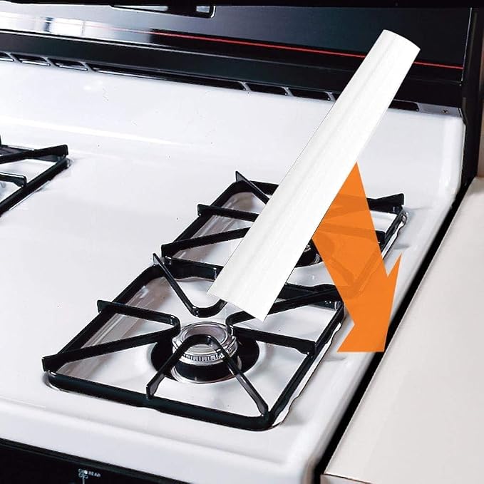 Stove Gap Covers Kitchen Counter Gap Covers 25 Inch, 2 Pack Heat Resistant Oven Gap Filler Seals Gaps Between Stovetop and Counter, Easy to Clean, White