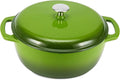 Amazon Basics Enameled Cast Iron Dutch Oven Pot with Lid, Round, Dual Handles, Heavy-Duty, Oven Safe for Stews, Roasting, Baking, 7.3-Quart, Green