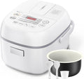 Toshiba Mini Rice Cooker, 3 Cups Uncooked, for 1-3 People, Steamer and Warmer, Fuzzy Logic, One-Touch Cooking, 24-Hour Delay Timer, Auto Keep Warm, White