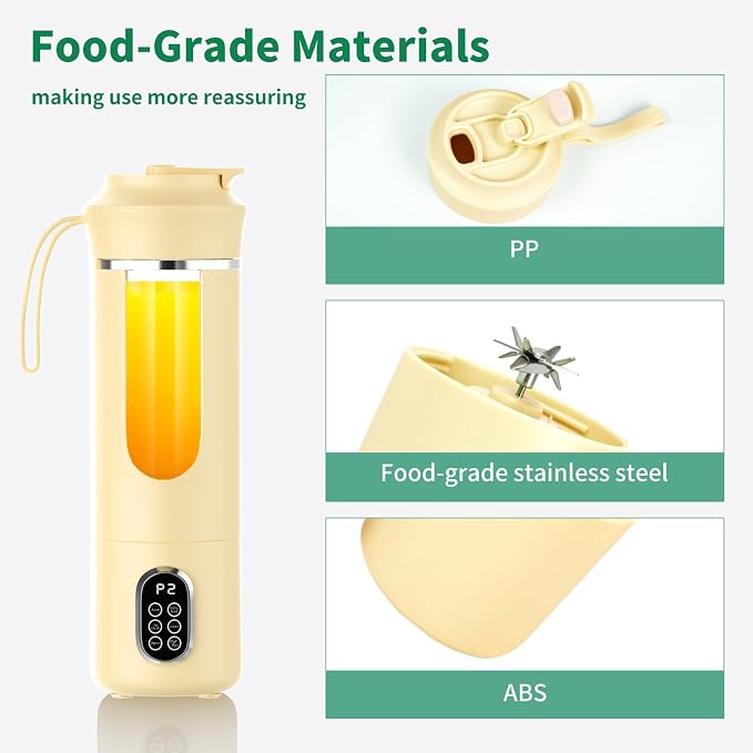 Portable Cordless Blender,Small Rechargeable Juicer | Mini Personal Blender for Smoothies and Shakes,With Automatic Cleaning Function,On The Go and Easy To Use