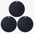 Silicone Trivet Mats - 3 Heat Resistant Pot Holders, Non-Slip Hot Pads for Kitchen, Food Grade Silicone, BPA Free, Easy to Wash (Black)